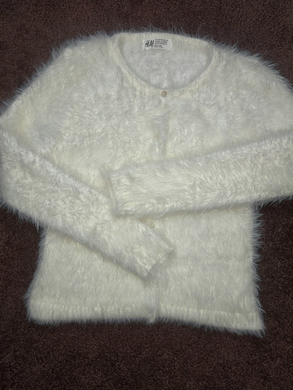 H&M Girls White Fuzzy  Cardigan